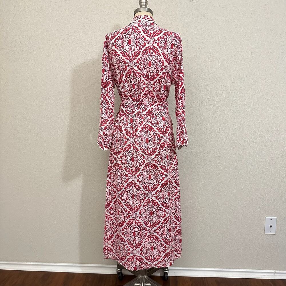 HEIDI CAREY Filigree Kimono Robe Red White Floral Long Sleeve Lounge - Picture 2 of 13